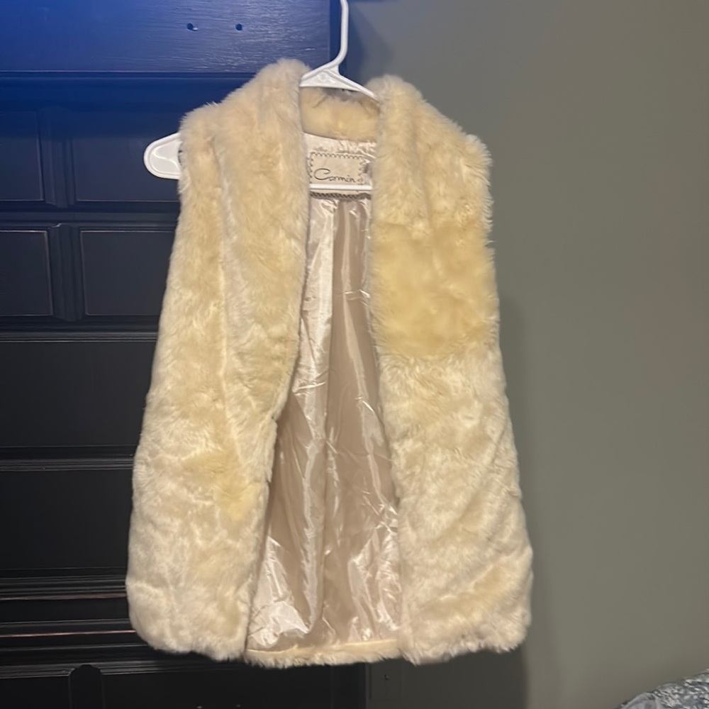Off white boutique “furry” vest, size small.